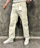 Lisbon Denim Street Baggy Kargo Cep Straight Yandan Cepli Kot Erkek Jean Pantolon 