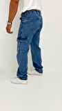 Martin Denim Premium Baggy Kargo Cep Mavi Kot Erkek Jean Pantolon