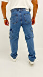 Martin Denim Premium Baggy Kargo Cep Mavi Kot Erkek Jean Pantolon