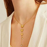 Kelebek kolye Küpe Çelik Takı 354