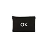 OK Baskılı Clutch Makyaj Çantası