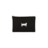 Siyah Kedi Baskılı Clutch Makyaj Çantası