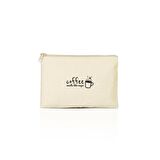 Sihirli Kahve Baskılı Clutch Makyaj Çantası