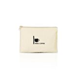 Kahve Baskılı Clutch Makyaj Çantası