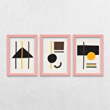 Geometrik Şekiller 3'lü Çerçeveli Tablo Seti 21x30 cm