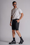 Erkek Yandan Cepli Klasik Bel Slim Fit Chino Şort Siyah
