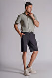 Erkek Yandan Cepli Klasik Bel Slim Fit Chino Şort Siyah