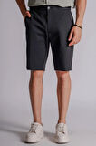 Erkek Yandan Cepli Klasik Bel Slim Fit Chino Şort Siyah