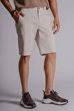 Erkek Yandan Cepli Klasik Bel Slim Fit Chino Şort Bej