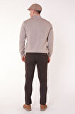 Erkek Yandan Cepli Bel Bağcıklı Slim Fit Chino Kahverengi Pantolon