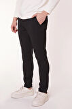 Erkek Yandan Cepli Bel Bağcıklı Fermuarlı Slim Fit Chino Siyah Pantolon