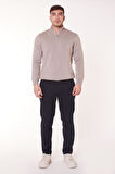 Erkek Yandan Cepli Beli Yarım Lastikli Slim Fit Chino Lacivert Pantolon