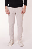 Erkek Beli Bağcıklı Yandan Cepli Slim Fit Jogger Bej Pantolon