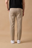Erkek Regular Fit Orta Bel Düz Paça Bej Pantolon
