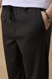 Erkek Slim Fit Orta Bel Siyah Pantolon