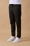 Erkek Slim Fit Orta Bel Siyah Pantolon