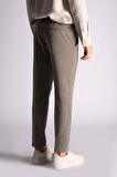 Beli Yarım Lastikli Slim Fit Chino Crop Pantalon Donuk Yeşil
