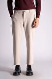 Beli Yarım Lastikli Slim Fit Chino Crop Pantalon Bej