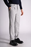 Yan Lastikli Slim Fit Chino Pantalon Gri