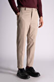 Beli Yarım Lastikli Slim Fit Chino Crop Pantalon Bej
