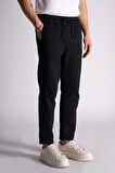 Pamuk Comfort Fit Jogger Bel Pantolon  Siyah