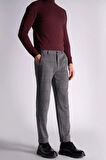 Straight Fit Ekose Pantolon Gri Ekose