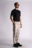 Slim Fit Jogger Bel Pantolon  Ekose Bej
