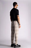 Slim Fit Jogger Bel Pantolon  Ekose Bej