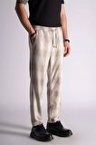 Slim Fit Jogger Bel Pantolon  Ekose Bej