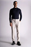 Beli Lastikli Slim Fit Dokulu Chino Pantolon Taş