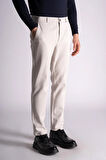 Beli Lastikli Slim Fit Dokulu Chino Pantolon Taş