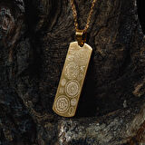 Dualı Altın Kaplama Titanyum Dikdörtgen Çelik Kolye
