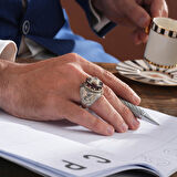 Özel Taşlı ve İşlemeli Dava Gümüş Yüzük