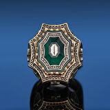 Özel Taş Dizimli Hakimiyet Gümüş Yüzük