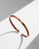 Dışı Ayetel Kürsi Yazılı İçi Sarmaşık Desenli İnce Bakır Bilezik