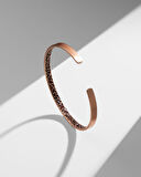 Dışı Ayetel Kürsi Yazılı İçi Sarmaşık Desenli İnce Bakır Bilezik