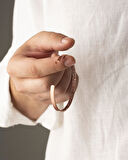 Dışı Ayetel Kürsi Yazılı İçi Sarmaşık Desenli İnce Bakır Bilezik