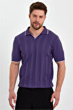 Erkek Polo Yaka Çizgili Triko T-Shirt
