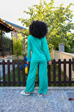 Moda Çizgi Kadın Penye Bol Paça Pijama Takım 4124
