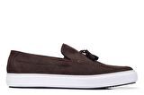Hakiki Deri Kahverengi Sneaker Erkek Ayakkabı -8384-