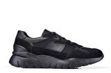 Süet Siyah Deri Sneaker  -10847-