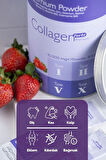 Powder Collagen 300g, 5 Tip Toz Kolajen 10.000mg X 30 Şase & Multivitamin Çilek Aromalı