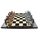 Metal Mısır Satranç Takımı Antik ve Ceviz Desenli 