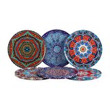 6 lı Çini Desenli (Ocean) Metal Bardak Altlığı ve 