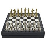 GiftHome Büyük Boy Metal Pegasus Satranç Tk. Parlak ve Mermer Desenli Sandıklı MDF Tahtası(36X36 cm.) 