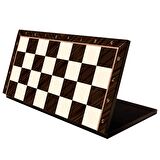 (Sadece Tahta İsteyene) Büyük Boy Katlanır Ceviz Desenli MDF Ahşap Satranç Tahtası (43x43 cm)