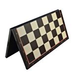 GiftHome Battal Boy Metal ROMA Satranç Takımı Parlak ve Katlanır Ceviz Desenli MDF Satranç Tahtası (43X43 cm.)