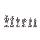 GiftHome Orta Boy Metal İSPANYOL Satranç Takımı Parlak ve Masif Ahşap Çekmeceli Tahtası (38X38X6 cm.)