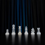 GiftHome Kristal Serisi Battal Boy Camdan İmal Klasik Satranç Takımı (35X35 cm. tablalı)