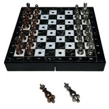 GiftHome Antik Klasik Mermer Desenli Mini Seyahat Boy Satranç Takımı ( 16 x 16 cm )
